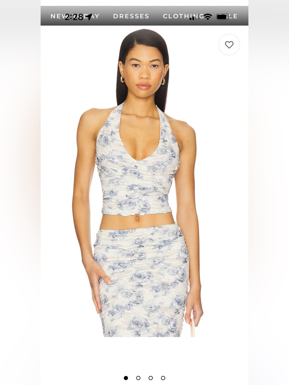 bec + bridge Blue Floral Halter Ruched Bandeau Top